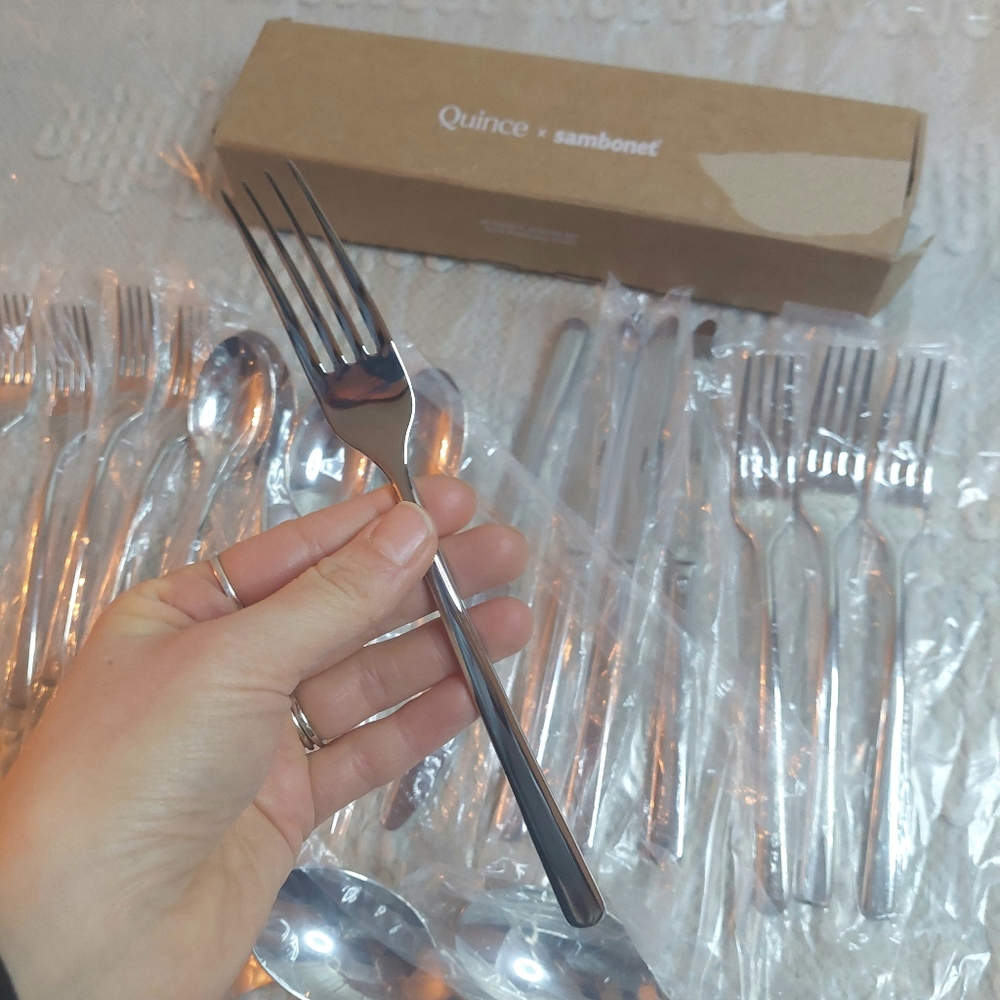 NEW! Quince- Sambonet Gia Minimalist 20 Piece Stainless Steel Flatware Set! (#G) - Picture 10 of 12